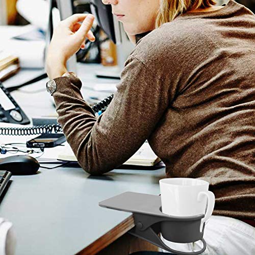 Dirza Clip On Cup Holder for Office Chair Table Desk Side to Hold Coffee Water Drink Beverage Soda Tea Grey - color: Grey
