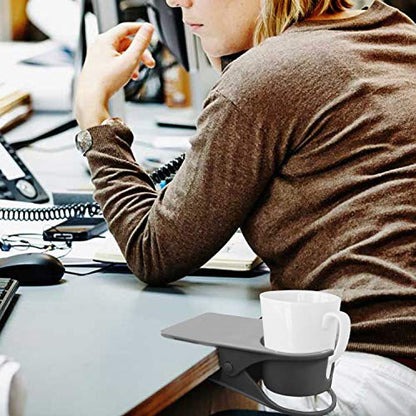 Dirza Clip On Cup Holder for Office Chair Table Desk Side to Hold Coffee Water Drink Beverage Soda Tea Grey - color: Grey