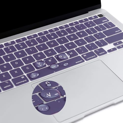 MOSISO Keyboard Cover Compatible with MacBook Air 13 inch 2022 2021 2020 Release A2337 M1 A2179 Retina Display with Touch ID Backlit Magic Keyboard, Waterproof Protective Silicone Skin,Imperial Purple - color: Imperial Purple