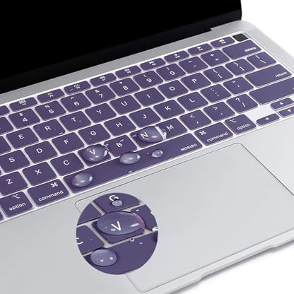 MOSISO Keyboard Cover Compatible with MacBook Air 13 inch 2022 2021 2020 Release A2337 M1 A2179 Retina Display with Touch ID Backlit Magic Keyboard, Waterproof Protective Silicone Skin,Imperial Purple - color: Imperial Purple
