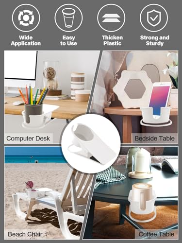 Kalolary 1PCS New Drinking Cup Holder Clip with Groove Table Bottle Cup Stand DIY Glass Cup Clamp Storage Saucer Clip Water Coffee Mug Holder Saucer Clip for Home Desk, White - color: 1PCS White