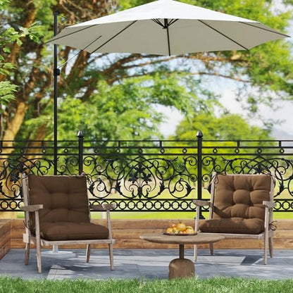 Outdoor Chair Cushions Set of 2, 42x21x4 Inch Patio Cushion for Dining/Rocking Chairs, High Back Soft Seat Pad with Ties, Indoor Outside Use, Fade-Resistant & Waterproof, Brown - color: Brown