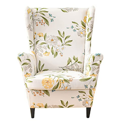 KRFOONN Wingback Chair Covers Slipcovers 2 Piece Stretch Wing Chair Covers Spandex Slipcovers Wingback Sofa Covers Armchair Covers Non-Slip Furniture Protector for Living Room Wingback Chairs, A14 - color: A14