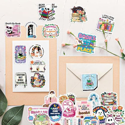 200 PCS Romance Book Stickers for Kindle, Holographic Bookish Sticker Pack Reading Glitter Vinyl Decals for Laptop Water Bottles Journal Scrapbook Waterproof