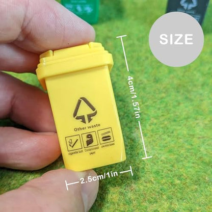 Miniature Garbage Can Set 5, Dollhouse Miniature Waste Bins, Dollhouse Mini Rubbish Garbage Trash Dump Bin, Recycle Bin, Trash Can, for Garbage Collection, Dollhouse Decoration