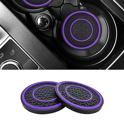2 PCS Car Cup Holder Coaster,Car Coasters Cup Mats,2.75 Inch Universal Car Cup Coasters,Non-Slip Anti Dust Mats Cup Holder Insert Coaster, Suitable for Most Car Interior (Purple) - color: Purple