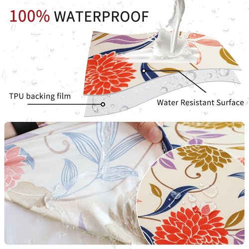 Waterproof Office Chair Cover with Armrest Cover 18Inch Wide Stretch Printed Floral Small Desk Computer Chair Covers with Long Zipper Arm Slipcovers Washable - color: Waterproof-printed Flower, size: Small