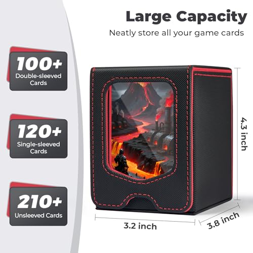 Fabmaker Deck Box Compatible with MTG Commander, (patent Pending) Magnetic Trading Card Storage Box with Comman-der, Fits 100 Double-Sleeved Cards, Card Box Compatible with Magic the Gathering, Red - color: Red, size: 1 pack