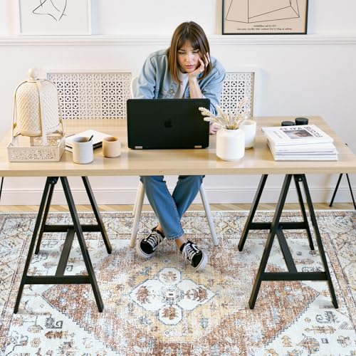 Anidaroel Home Office Chair Mat for Hardwood Floor, 8x10 Under Desk Rug for Rolling Chair, Desk Mat for Chair, Gaming Chair Mat, Anti-Slip Backing Large Floor Protector Rug for Home Office - color: Khaki, size: 8'x10'