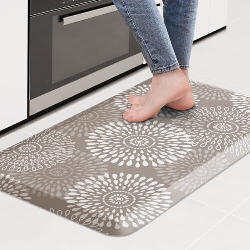 LuxStep Kitchen Mat Waterproof Kitchen Rugs for Floor Cushioned Anti-Fatigue Mat Non-Slip Standing Desk Mat Comfort Floor Mats for House Sink Office 17.3" x 28" Khaki - color: Khaki, size: 28"L x 17.3"W x 0.5"Th