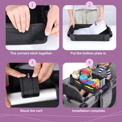 Babenest Stroller Snack Tray for Wonderfold Wagon W2, Foldable Thickened Snack Tray with Cup Holder, Storage Mesh Bag & Pen Slot, Easy to Clean Snack Board for Drawing - size: W2