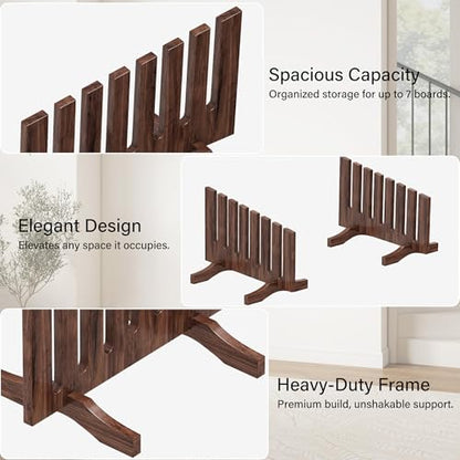 LAUSAINT HOME Board Game Table Storage Rack Set, Solid Wood Adjustable Holder Fit for Removable DND Table, Gaming and Dining Table, Poker Table, Chess Table Panels, Walnut
