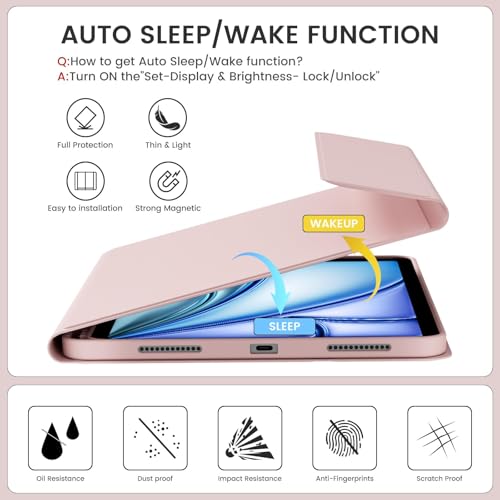 Case with Keyboard for iPad Air 11 Inch M4/M3/M2, Pink | for iPad Air 5th/4th Generation 10.9 Inch, Magnetic Detachable Bluetooth Keyboard Cover with Pencil Holder, Auto Sleep/Wake - color: Pink
