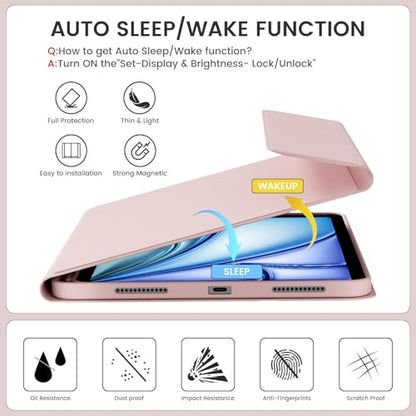 Case with Keyboard for iPad Air 11 Inch M4/M3/M2, Pink | for iPad Air 5th/4th Generation 10.9 Inch, Magnetic Detachable Bluetooth Keyboard Cover with Pencil Holder, Auto Sleep/Wake - color: Pink
