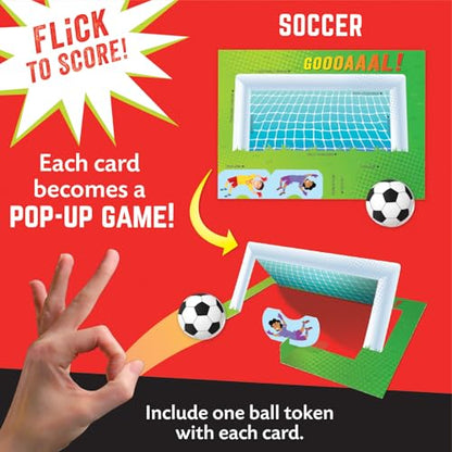 Peaceable Kingdom Valentines Cards for Kids Classroom, Set of 28 Valentines Day Gifts - Flick 'em Sports Games