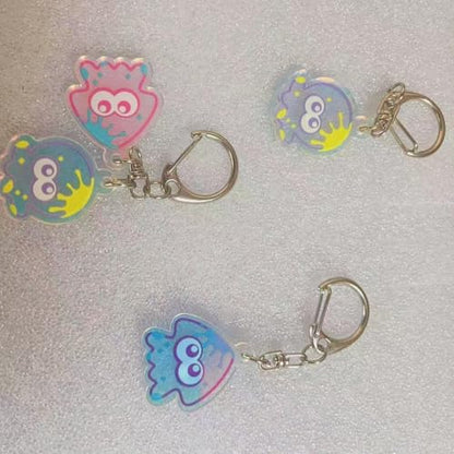 Game Squid Acrylic Keychain Set Anime Figure Pendant Keyrings Novelty Party Gift for Fans Boys Girls Women - color: Purple Squid Keyring