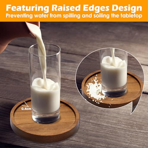 4 Pcs Wood Coasters for Drinks Absorbent, Wooden Coasters with Holder, Drink Coasters for Coffee Table, Absorbent Coaster Set for Table Protection Drink Coasters for Farmhouse, Office, Bar - style: Set of 4
