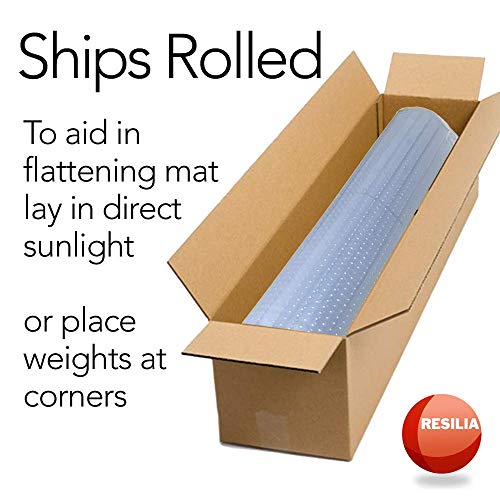 RESILIA Office Desk Chair Mat with Lip - for Low Pile Carpet (with Grippers) Clear, 36 Inches x 48 Inches, Made in The USA - color: Clear, size: 36" x 48" with lip