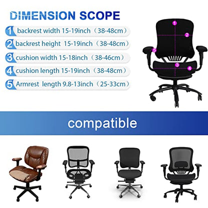 Tallew 4 Pcs Office Chair Covers Set Computer Universal Protective Stretchable Chair Seat Covers Desk Armrest Slipcovers Pads Office Cushion Backrest for Rotating (XL,Black) - color: Black