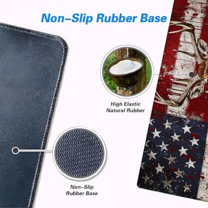 Deer Mouse Pad American Flag Rustic Patriotic Distressed Grunge Mousepad XL Large Gaming Mouse Pad Laptop Keyboard Mat Desk Pad for Office Desktops, Home Workstations, and Laptops 31.5x11.8 Inch - color: Deer