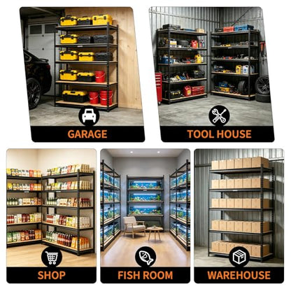 Garvee 5-Tier Heavy Duty Storage Shelving Unit, 2204 Lbs Capacity Garage Shelves, Adjustable Metal Storage Rack with Density Board for Garage Kitchen Basement Pantry, 72" H x 48" W x 24" D - size: 72" H x 48" W x 24" D