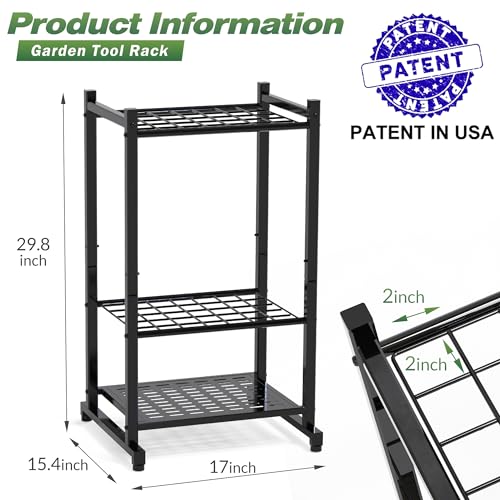 Garden Tool Organizer, Yard Tool Tower Rack for Garage Organization and Storage, Up to 35 Long-Handled Tools/Rakes/Brooms, Heavy Duty Steel Garden Tool Stand for Shed, Outdoor, Black - style: Rack