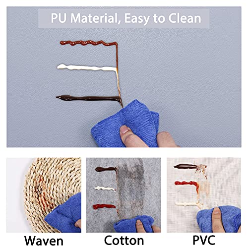 Wipeable Placemats Leather Table Mats Waterproof Heat-Resistant Easy to Clean for Dining Table Set Kitchen Table (6, Pale Blue) - color: Pale Blue, size: set of 6