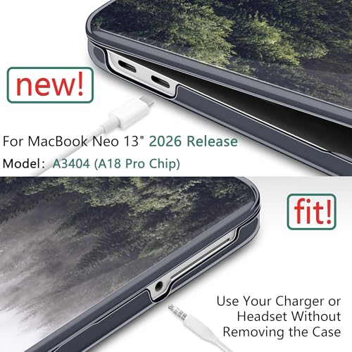 DONGKE Compatible with MacBook Neo 13 Inch Case 2026 A3404 A18 Pro chip & Touch ID, Plastic Hard Shell with Keyboard Cover, Screen Protector & Dust Plugs, Forest - color: Forest