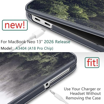 DONGKE Compatible with MacBook Neo 13 Inch Case 2026 A3404 A18 Pro chip & Touch ID, Plastic Hard Shell with Keyboard Cover, Screen Protector & Dust Plugs, Forest - color: Forest