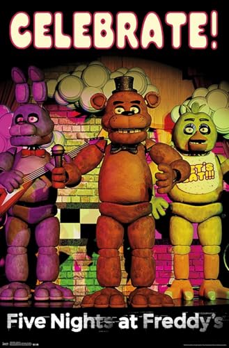 Five Nights at Freddy's - Celebrate Wall Poster, 19L" x 13W", Premium Unframed Version - color: Premium Unframed Version, size: 19"L x 13"W