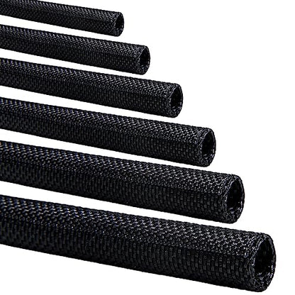 Split-Sleeve Wire Loom for High-Temperature Automotive Harness and Home Cable Management, 25ft - 4/5 inch Braided Cable Management Sleeve Cord Protector, Self-Wrapping Split Wire Loom - size: 4/5"