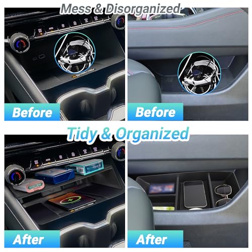 Center Console Organizer Compatible with 2024-2026 Chevy Traverse Interior Accessories, Divider Compartment Tray and Center Console Bottom Storage Box; Not fit for 2024 Chevy Traverse Limited - size: Center Console Bottom Tray (2PC)