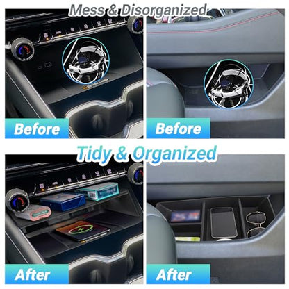 Center Console Organizer Compatible with 2024-2026 Chevy Traverse Interior Accessories, Divider Compartment Tray and Center Console Bottom Storage Box; Not fit for 2024 Chevy Traverse Limited - size: Center Console Bottom Tray (2PC)