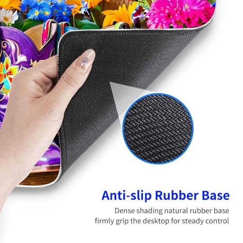 Large Gaming Mouse pad,Boots and Flowers Anti Slip Rubber Base Mouse pad, Suitable for Computer, Laptop, Office Desk Accessories - color: Boots and flowers