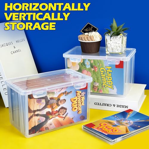 2 Pack Video Game Holder for Switch Game Storage Box Store 18 Cases, Media Storage Organizer, Clear Plastic Storage Box