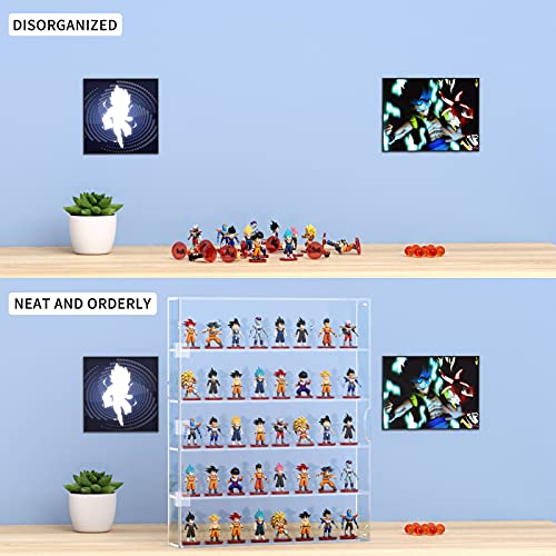 AITEE Acrylic Display Case, Display Cabinet for Mini Funko Pop Figures, Dust-Proof Clear Wall Mounted or Desktop 5 Layer Storage Mini Toys/Rock Stone, Each Compartment: 15 7/10”L x 3 2/5”W x3 4/5”H - size: 5-Layer