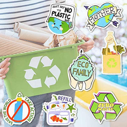 Earth Day Stickers Pack 50PCS, Environmental Protection Waterproof Vinyl Earth Stickers for Water Bottles, Laptop, Tumbler, Scrapbook, Journal, Eco Theme Party Favors - style: Earth Stickers