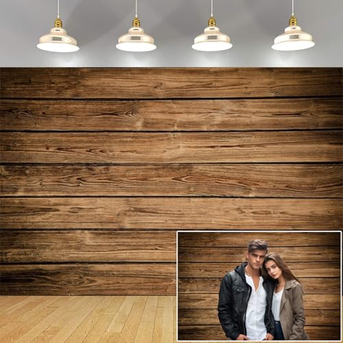 Wooden Backdrop 7x5ft Vinyl Brown Wood Photo Backdrop Rustic Retro Wood Wall Background Birthday Baby Shower Party Weeding Decorations Adults Portrait Props Wallpaper - color: Brown, size: 7x5ft