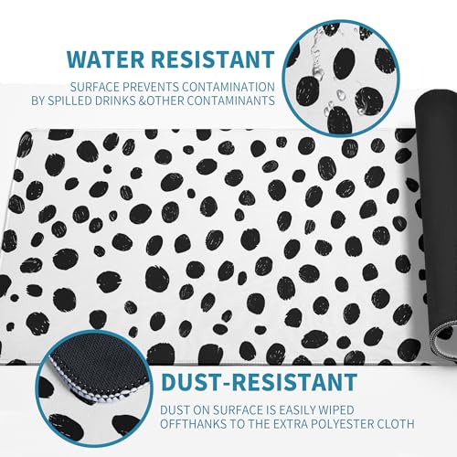 Polka Dot White Large Mouse Pad Desk Pad,Extended Mouse Pad Cute Mouse Pads for Desk Accessories,31.5 x 11.8In Long Computer Keyboard Mousepad Mouse Mat with 3mm Non-Slip Base and Stitched Edge - color: Polka Dot White