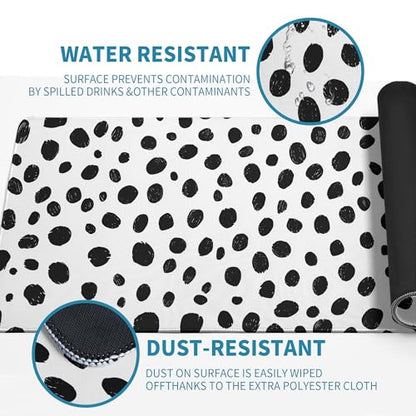 Polka Dot White Large Mouse Pad Desk Pad,Extended Mouse Pad Cute Mouse Pads for Desk Accessories,31.5 x 11.8In Long Computer Keyboard Mousepad Mouse Mat with 3mm Non-Slip Base and Stitched Edge - color: Polka Dot White