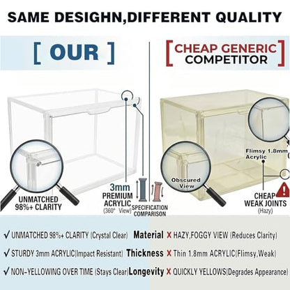 GUDEMAY Clear Stackable Plastic Storage Bins with Lid, Dustproof Acrylic Display Case for Collectibles, Large Figures Showcase, Shoe Storage Box, Closet Organizer for Book Cosmetic Purse (L, Count, 1) - size: L