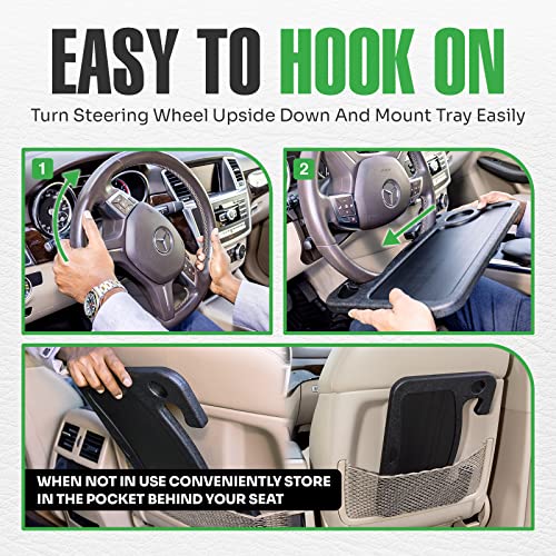 lebogner Steering Wheel Tray, Car Tray for Eating, Hook On Steering Wheel Desk for Food, Laptop and Car Accessories, Car Road Trip Must Haves Gadgets Car Table (Light Pink, with Tablet Slot) - color: Light Pink, With Tablet Slot