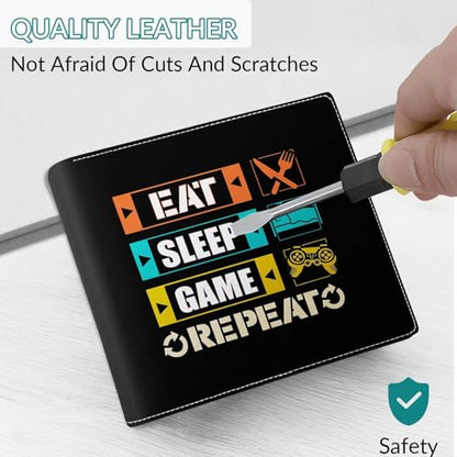 EXXBYELI Boys Wallet Gamepad Leather Wallets Credit Id Card Cash Holder Black Rfid Blocking Zipper Cute Cool Funny Aesthetic Wallets With Coin Pocket Id Window Teen Wallets for Boys Teenager Wallet - color: games-text-22