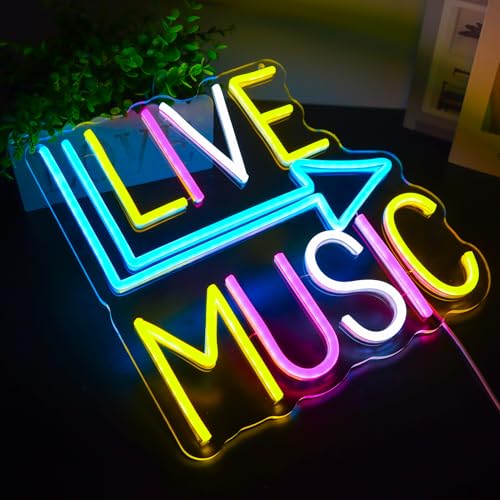 Live Music Neon Signs for Wall Decor，Led Neon Lightfor Live Room, Game Room, Broadcasting Room, Music Studio - style: live music001