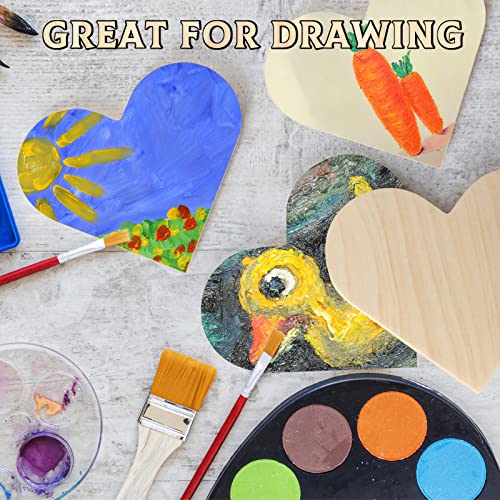 12 Pieces Unfinished Wood Coasters, GOH DODD 4.5 Inch Wooden Slices Blanks Bulk Set with Foot Pads for DIY Crafts Laser Engraving Wood Burning Staining Painting Decoupage Valentine's Day, Heart - color: Heart-12pcs