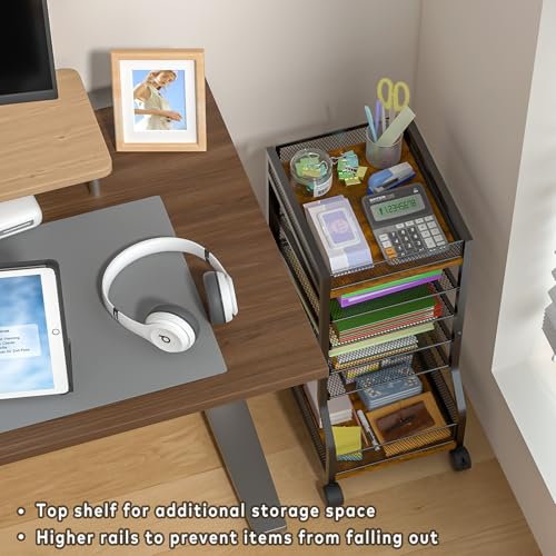 keomaisyto 6-Tier Standing File Organizer for Office Organization, Under Desk File Holder with Sliding Mesh Paper Letter Trays, Slim Rolling File Cart with Wheels for Home/Office/Study - style: Classic