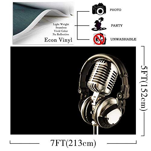 Headphones Backdrop Headset Photography Background for Party (7x5FT) - size: 7x5FT
