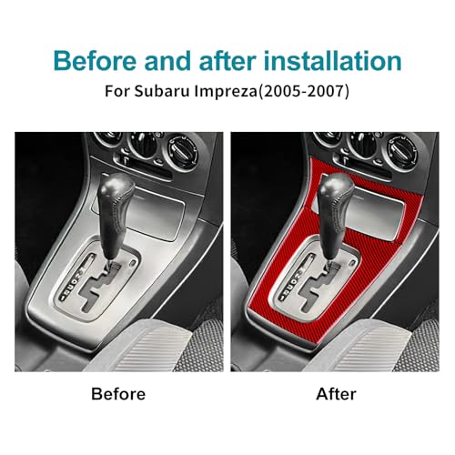 AIRSPEED for Subaru Impreza 2005 2006 2007 Gear Shift External Frame Cover Carbon Fiber Center Console Interior Trim Accessories, Red - color: Gear Shift External Frame Red