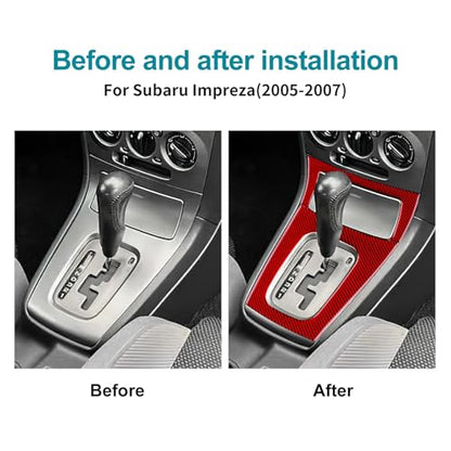 AIRSPEED for Subaru Impreza 2005 2006 2007 Gear Shift External Frame Cover Carbon Fiber Center Console Interior Trim Accessories, Red - color: Gear Shift External Frame Red