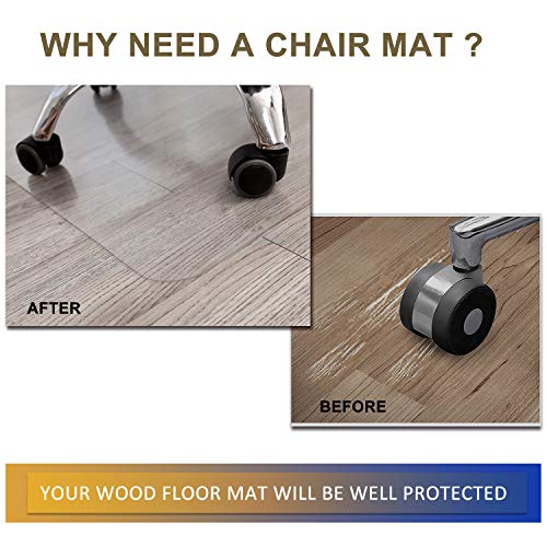 Office Chair Mat, 60"x 46" Office Chair Mat for Hardwood Floor, Floor Mat for Office Chair, Clear Desk Chair Floor Mat for Computer Desk - color: Clear, size: 46" x 60" Rectangular